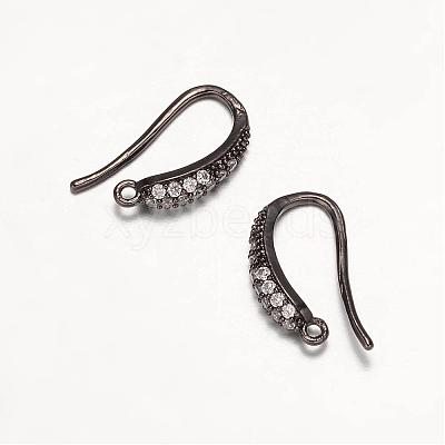Brass Micro Pave Cubic Zirconia Earring Hooks ZIRC-K018-01M-1