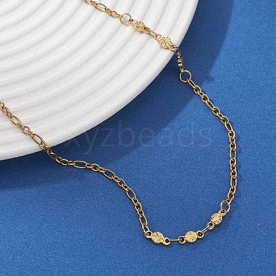 304 Stainless Steel Leaf Flower Chain Necklaces for Women NJEW-JN05589-1
