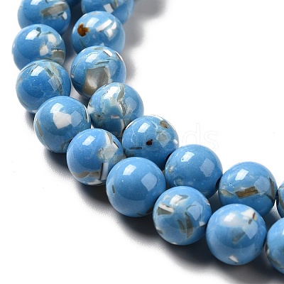 Synthetic Turquoise and Sea Shell Assembled Beads Strands G-D482-01E-04-1
