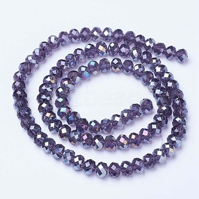 Electroplate Glass Beads Strands X-EGLA-A034-T6mm-B13-1