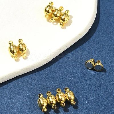 10Pcs Round Brass Magnetic Clasps with Loops KK-FS0001-34G-1