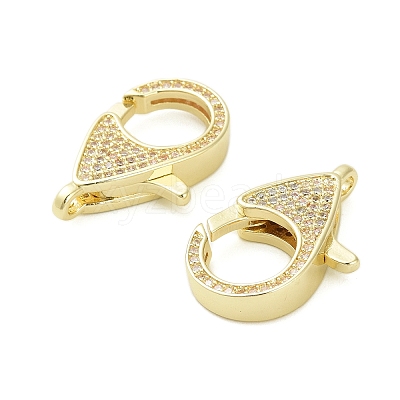 Brass Micro Pave Clear Cubic Zirconia Lobster Claw Clasps KK-I354-01G-02-1