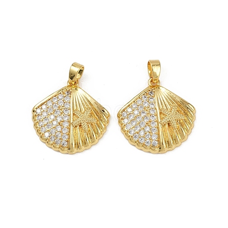 Brass Micro Pave Cubic Zirconia Pendants X-KK-C093-07G-1