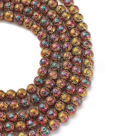 Electroplated Natural Lava Rock Beads Strands LS-G-S352-30D-07-1