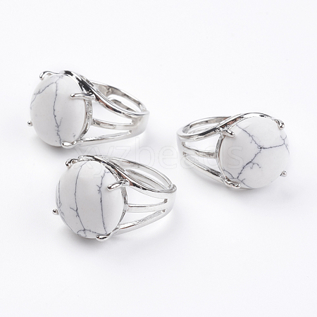 Adjustable Natural Howlite Finger Rings RJEW-F075-01Q-1