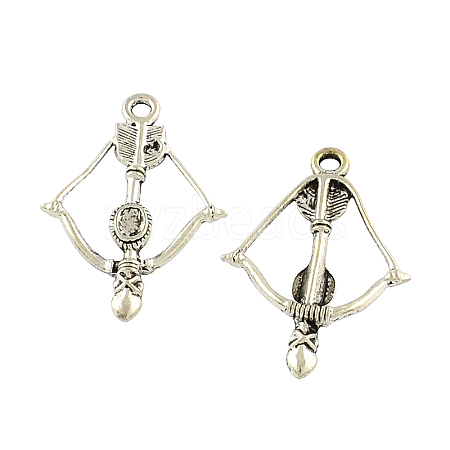 Tibetan Style Alloy Bow and Arrow Pendant Enamel Settings TIBEP-Q043-332-RS-1