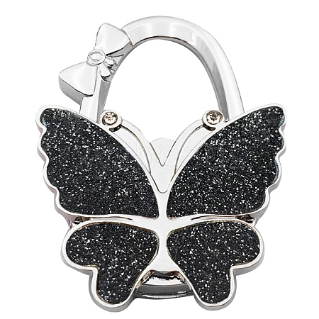 Glitter Butterfly Zinc Alloy Crystal Rhinestone Bag Hanger BAGH-F001-A10-1