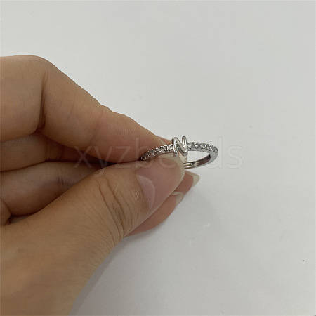 Brass Micro Pave Clear Cubic Zirconia Finger Rings FS-WGE303B-26-1