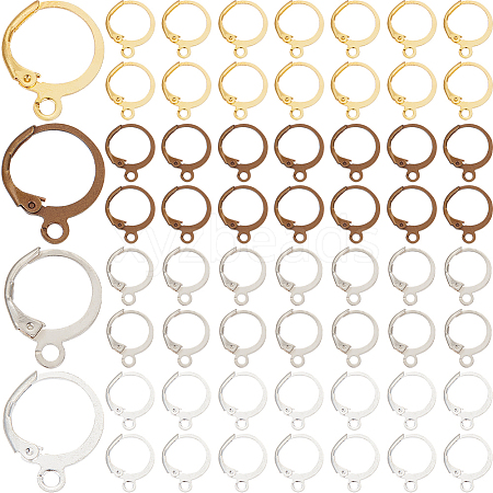 SOFPLATE 120Pcs 4 Colors Brass Leverback Earring Findings KK-SP0001-02-1