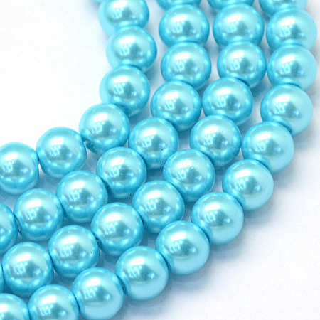 Baking Paint Pearlized Glass Pearl Round Bead Strands X-HY-Q003-4mm-48-1