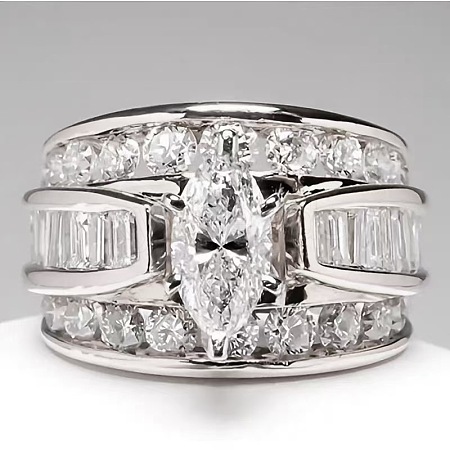 Horse Eye Alloy with Crystal Rhinestone Finger Rings FS-WG251C3-09-1