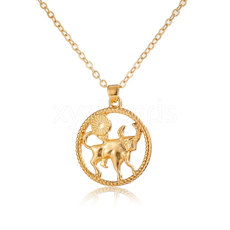 Alloy Flat Round with Constellation Pendant Necklaces PW-WG52384-02-1