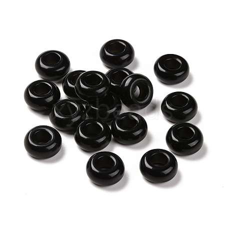Natural Black Obsidian European Beads X-G-G740-14x8mm-34-1