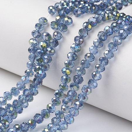 Electroplate Transparent Glass Beads Strands X-EGLA-A034-T6mm-S09-1