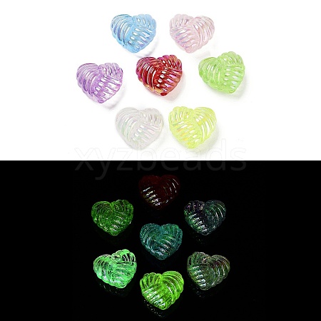 Luminous UV Plating Rainbow Iridescent Acrylic Beads OACR-O008-06-1