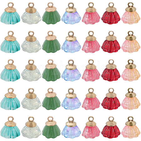 70Pcs 7 Colors Transparent Spray Painted Glass Charms GLAA-SC0001-91-1