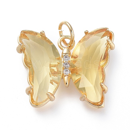 Brass Micro Pave Clear Cubic Zirconia Pendant ZIRC-P079-B02-02-1