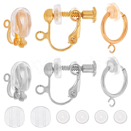 24Pcs 6 Style Brass Clip-on Earring Findings DIY-SC0021-29-1