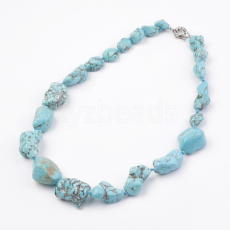 Natural Howlite Graduated Beaded Necklaces NJEW-P209-84B-1