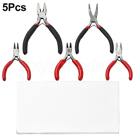 5Pcs 5 Styles Carbon Steel Jewelry Pliers AJEW-YW0001-19-1