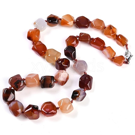 Red Agate Nuggets Beaded Necklaces for Women Men NJEW-K388-01B-1