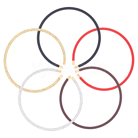 5Pcs 5 Colors Braided 304 Stainless Steel Wire Bracelet Making MAK-UN0001-34-1