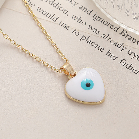 Bohemian Vintage Evil Eye Heart-shaped Alloy Enamel Pendant Lockbone Necklaces for Women SH6817-1-1