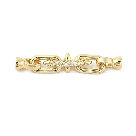 Brass Micro Pave Cubic Zirconia Fold Over Clasps KK-U059-07G-1