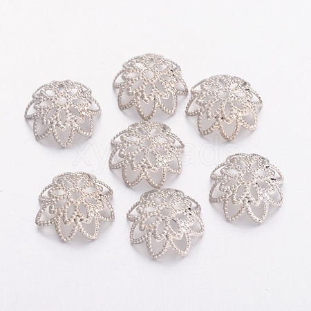 Platinum Brass Filigree Flower Bead Caps X-EC1166-1