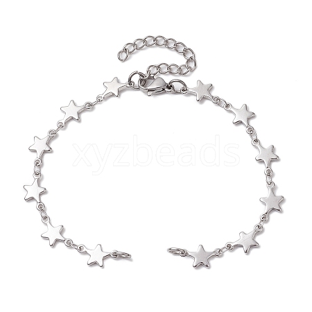 304 Stainless Steel Star Link Chain Bracelet Makings for Women AJEW-TA00028-1