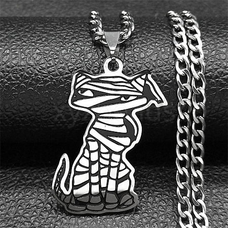 201 Stainless Steel Pendant Necklaces NJEW-C066-02P-1