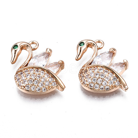 Brass Micro Pave Clear Cubic Zirconia Pendants KK-S359-109-RS-1