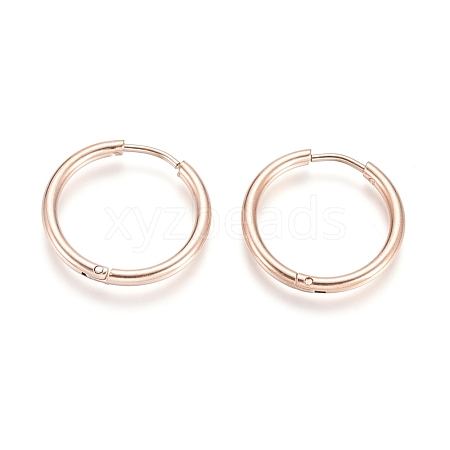 Ion Plating(IP) 304 Stainless Steel Huggie Hoop Earrings EJEW-F111-20mm-RG-1