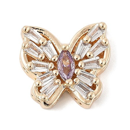 Brass Micro Pave Cubic Zirconia Beads KK-K297-34B-G02-1