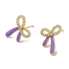 Bowknot Brass Stud Earrings EJEW-R162-09G-2