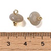 Natural Grey Agate Rondelle Charms with Rack Plating Brass Loops G-G110-05B-13-3