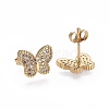Brass Micro Pave Cubic Zirconia Stud Earrings EJEW-L224-30G-2