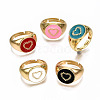 Adjustable Brass Enamel Finger Rings RJEW-N035-021-NF-1