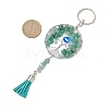 Tree of Life Alloy Natural Green Aventurine & Synthetic Moonstone Keychain KEYC-JKC00987-02-3