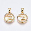 Brass Micro Pave Clear Cubic Zirconia Charms KK-Q277-006-NF-2