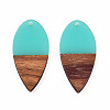 Transparent Resin & Walnut Wood Pendants RESI-N025-031-C04-1