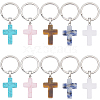 10Pcs 5 Styles Gemstone Keychains KEYC-CP0001-48-1