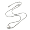 304 Stainless Steel Heart Pendant Flat Snake Chain Necklaces for Women NJEW-F328-08P-2