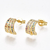 Brass Micro Pave Cubic Zirconia Ear Studs EJEW-S201-101-1