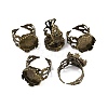 Adjustable Antique Bronze Tone Filigree Brass Ring Component Cabochon Settings X-KK-G020-A-5