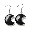 Natural Obsidian Crescent Moon Dangle Earrings EJEW-P241-01P-04-1