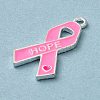 Breast Cancer Pink Awareness Ribbon Theme Alloy Enamel Pendants ENAM-A147-01G-2