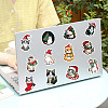 50Pcs Christmas Theme Kitten Cartoon PVC Self-Adhesive Waterproof Stickers PW-WG3E9C9-01-5