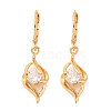 Brass Micro Pave Clear Cubic Zirconia Leverback Earrings EJEW-K300-20G-4