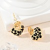 Brass Enamel Stud Earrings EJEW-P301-03G-5